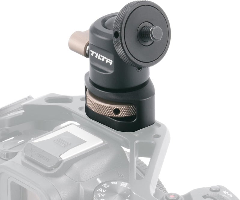 Tilta Mini Ball Head Mount | Adjust Angle of External Monitors or On-Board Lights | Ensures Accessories Stay Secure | Easy to Adjust (1/4"-20 with Locating Pins) TA-MBH-1420-B - Image 1